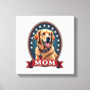 Patriotic Dog Mom Golden Retriever Vintage Tee 4 Canvas Print