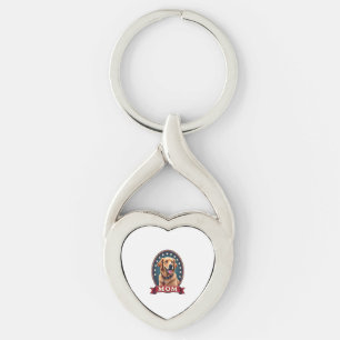 Patriotic Dog Mom Golden Retriever Vintage Tee 4 Keychain