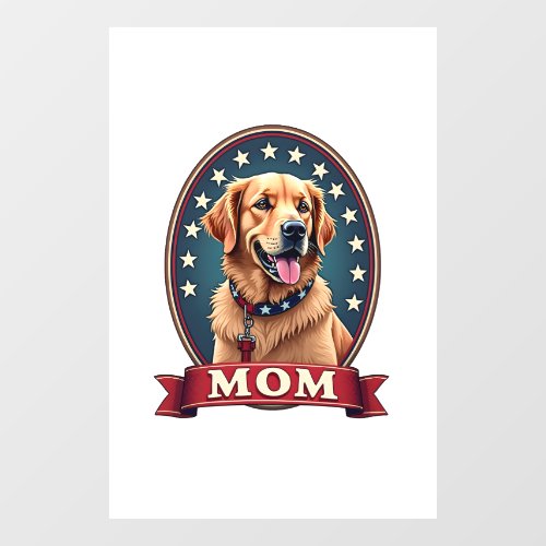 Patriotic Dog Mom Golden Retriever Vintage Tee 4 Window Cling