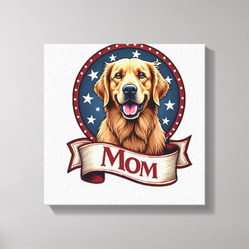Patriotic Dog Mom Golden Retriever Vintage Tee Canvas Print