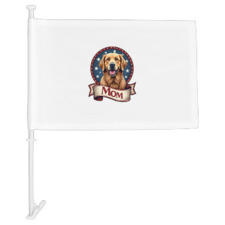 Patriotic Dog Mom Golden Retriever Vintage Tee Car Flag