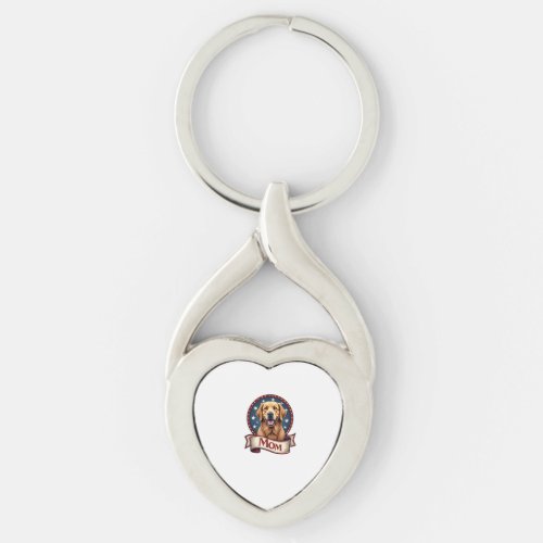Patriotic Dog Mom Golden Retriever Vintage Tee Keychain
