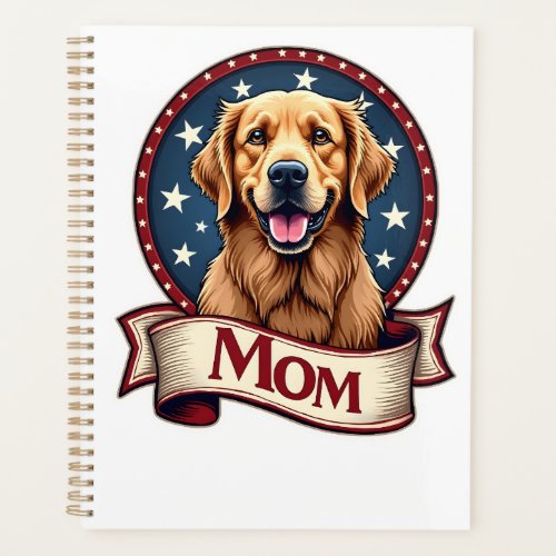 Patriotic Dog Mom Golden Retriever Vintage Tee Planner