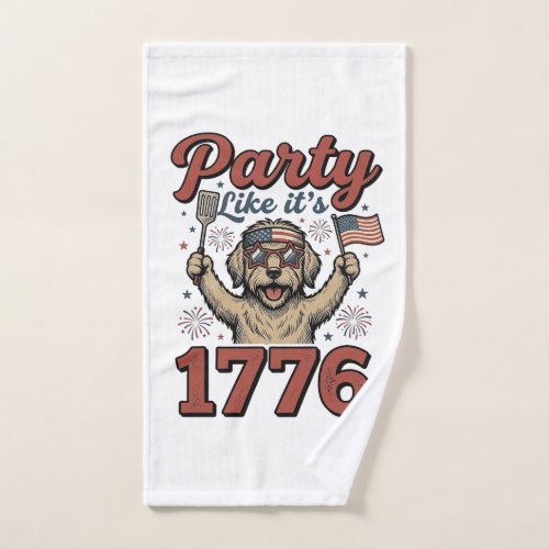 Patriotic Dog Party Like It’s 1776 Vintage Shirt D Hand Towel