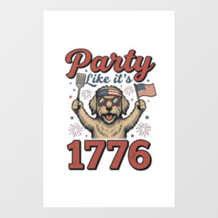 Patriotic Dog Party Like It’s 1776 Vintage Shirt D Window Cling