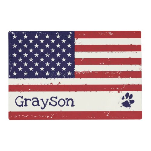 Patriotic Dog Placemat_ Red White Blue _ USA  Flag Placemat