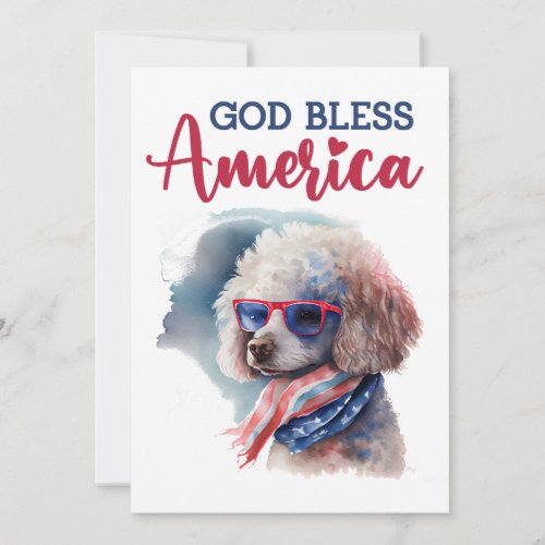 Patriotic Dog_ Poodle  Holiday Card