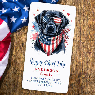 Patriotic Dog Red White Blue Custom Return Address Label