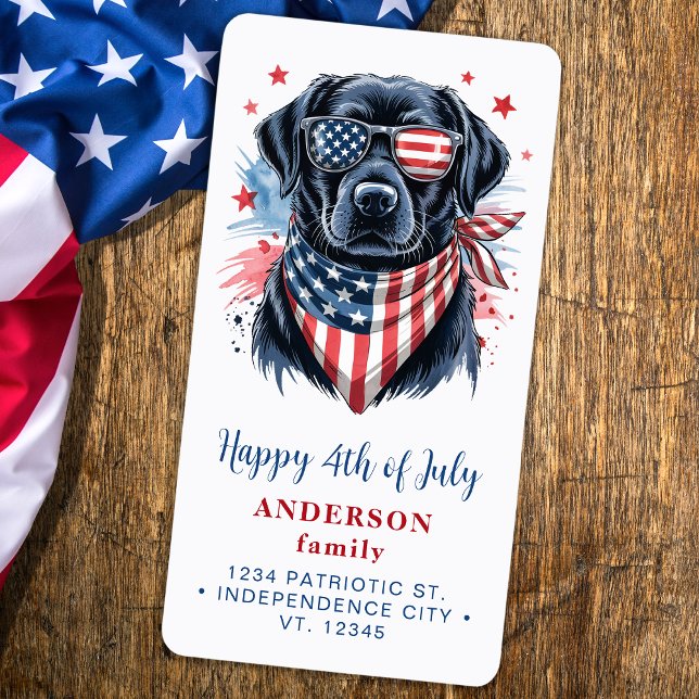 Patriotic Dog Red White Blue Custom Return Address Label (Creator Uploaded)