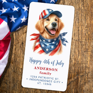 Patriotic Dog Red White Blue Return Address Label