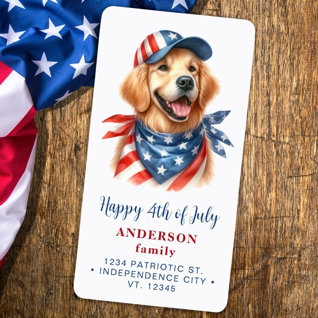 Patriotic Dog Red White Blue Return Address Label (Creator Uploaded)