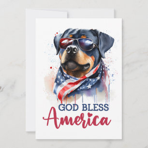 Patriotic Dog-Rottweiler 4th Of July Card