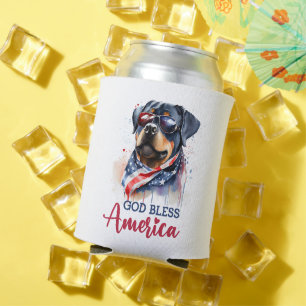Patriotic Dog-Rottweiler Can Cooler