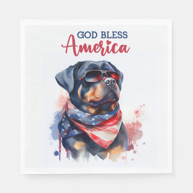 Patriotic Dog-Rottweiler Napkins (Front)
