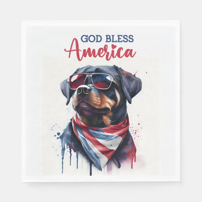 Patriotic Dog-Rottweiler Napkins (Front)