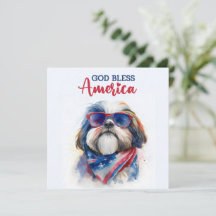 Patriotic Dog-Shih Tzu 4th of July Card
