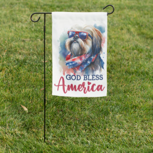 Patriotic Dog-Shih tzu Garden Flag
