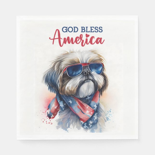 Patriotic Dog-Shih tzu Napkins (Front)