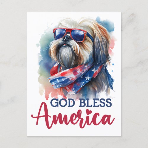 Patriotic Dog_Shih tzu Postcard