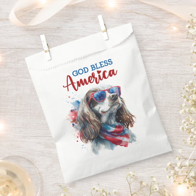 Patriotic Dog-Spaniel Favor Bag (Clipped)