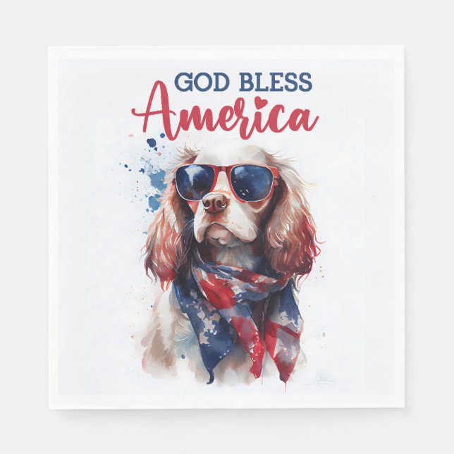 Patriotic Dog-Spaniel Napkins (Front)