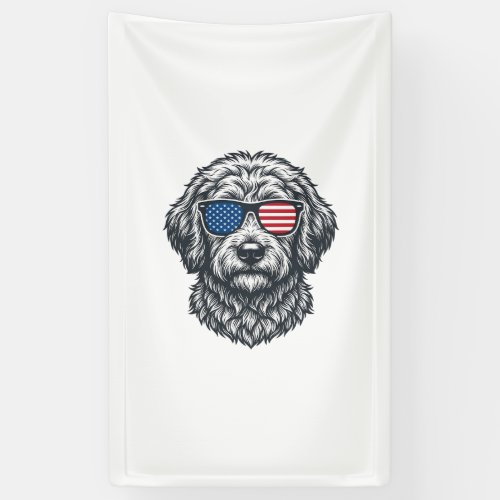 Patriotic Dog Sunglasses Vintage Banner