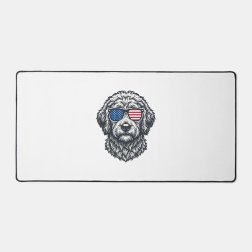 Patriotic Dog Sunglasses Vintage Desk Mat
