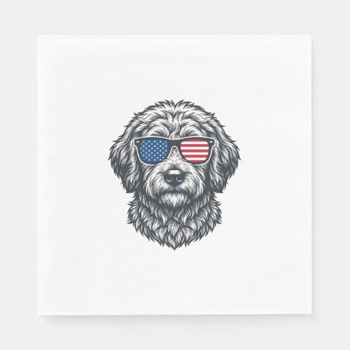 Patriotic Dog Sunglasses Vintage Napkins