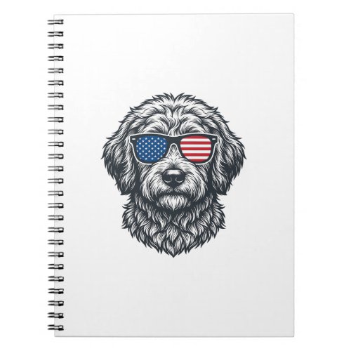 Patriotic Dog Sunglasses Vintage Notebook