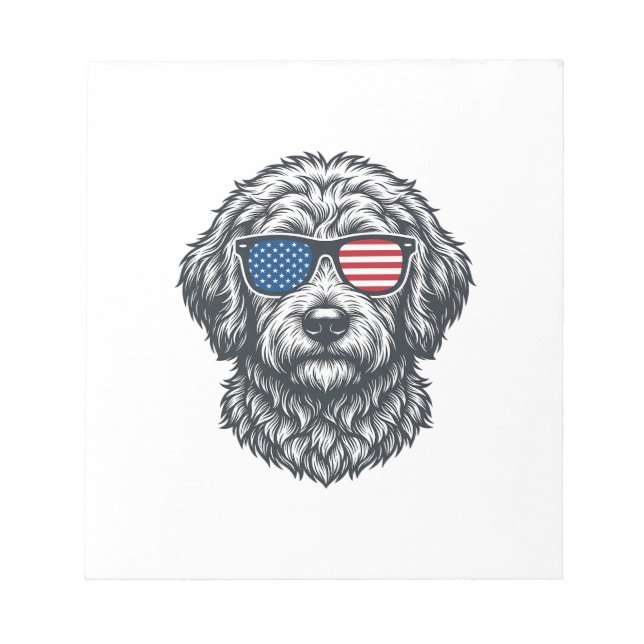 Patriotic Dog Sunglasses Vintage Notepad (Front)