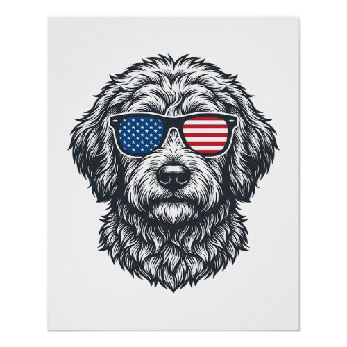 Patriotic Dog Sunglasses Vintage Poster