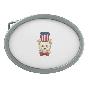 Patriotic Dog Top Hat Vintage Vector Design_1 Belt Buckle
