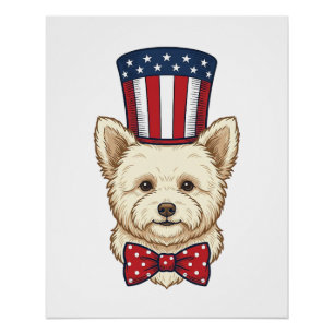 Patriotic Dog Top Hat Vintage Vector Design_1 Poster