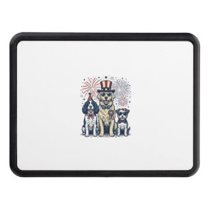 Patriotic Dog Trio Vintage Engraving Shirt Design_ Hitch Cover