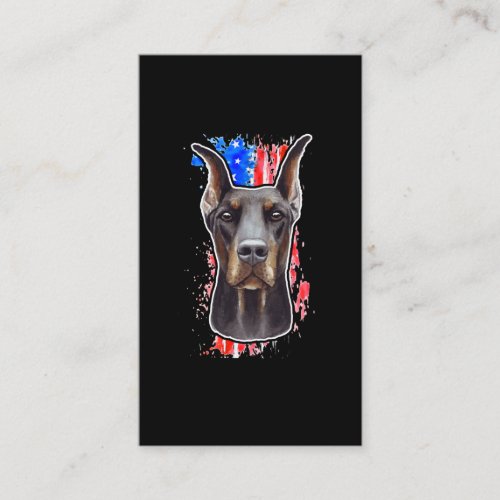 Patriotic Dog USA American Flag Doberman Business Card