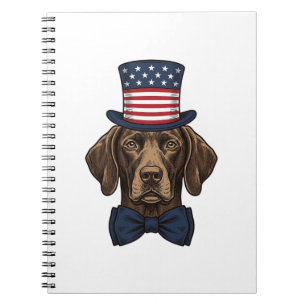 Patriotic Dog Vintage Engraving Shirt Design_1 Notebook