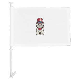 Patriotic Dog Vintage Engraving Vector Design_1 Car Flag