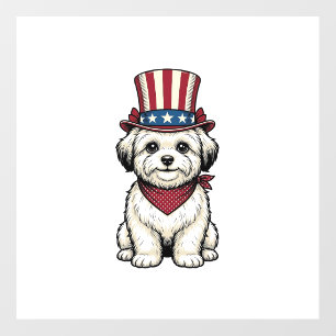 Patriotic Dog Vintage Engraving Vector Design_1 Floor Decals
