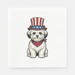 Patriotic Dog Vintage Engraving Vector Design_1 Napkins