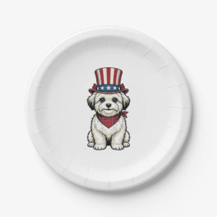 Patriotic Dog Vintage Engraving Vector Design_1 Paper Plates
