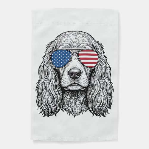 Patriotic Dog with Flag Sunglasses Vintage Vector_