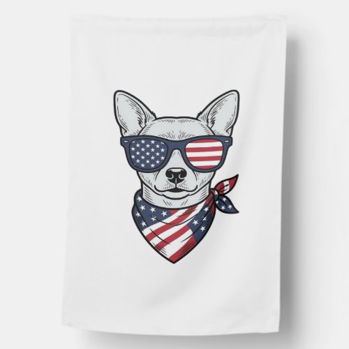 Patriotic Dog with Flag Sunglasses Vintage Vector