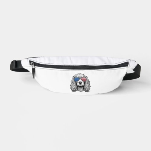Patriotic Dog with Flag Sunglasses Vintage Vector_ Fanny Pack