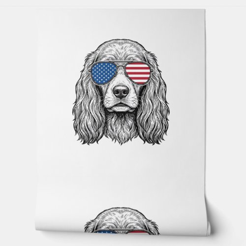 Patriotic Dog with Flag Sunglasses Vintage Vector_ Wallpaper