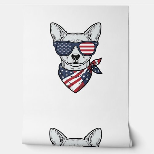 Patriotic Dog with Flag Sunglasses Vintage Vector  Wallpaper