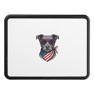 Patriotic Dog With Sunglasses Vintage Shirt Design Hitch Cover