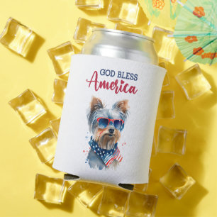 Patriotic Dog-Yorkie Can Cooler