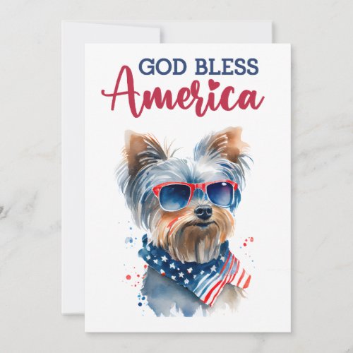 Patriotic Dog_ Yorkie Holiday Card