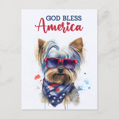 Patriotic Dog_Yorkie Postcard