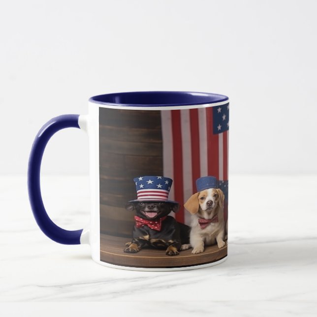 Patriotic Dogs 4th of July Mug (Left)